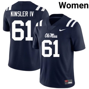 College Football Player Tommy Kinsler IV #61 Mississippi Rebels Women's Navy Jerseys 619640-113