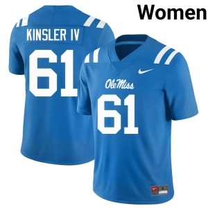 College Football Embroidery #61 Forward Rebels Tommy Kinsler IV Womens Powder Blue Jersey 866321-802