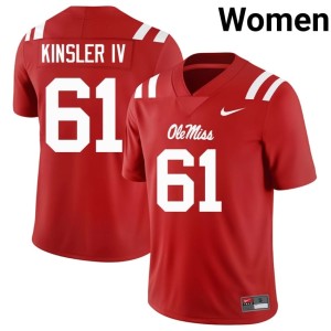 College Football #61 Tommy Kinsler IV 2025-26 Red Women's Forward Rebels Jerseys 351775-809