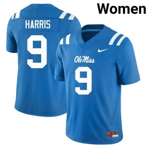 College Football 2025-26 Tre Harris Hotty Toddy Powder Blue Women #9 Jersey 150912-909