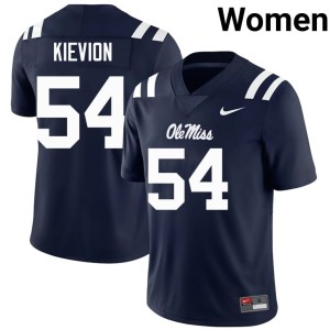 College Football Ole Miss Rebels #54 Women's Stitched Tre'Kievion Ellis Navy Jersey 497384-865