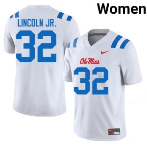 College Football White #32 Women Rebels Victor Lincoln Jr. Game Jersey 636500-259