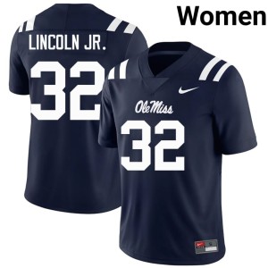 College Football Women #32 Victor Lincoln Jr. Official Ole Miss Navy Jersey 836627-324