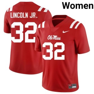 College Football Womens Ole Miss Rebels Red #32 Victor Lincoln Jr. Alumni Jerseys 125136-796