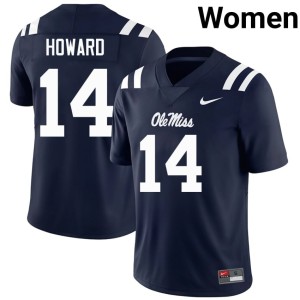 College Football Womens Walker Howard Rebels #14 High School Navy Jersey 590611-520