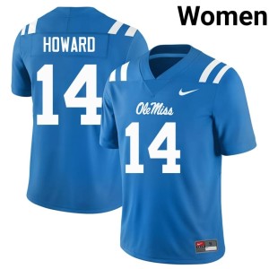College Football Women's Limited Walker Howard #14 Mississippi Rebels Powder Blue Jerseys 921769-691