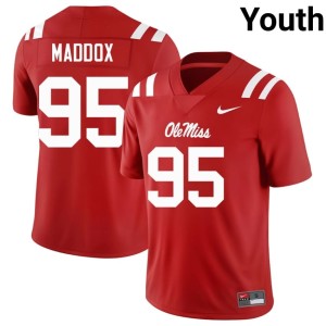 College Football Youth #95 Red Ole Mississippi High School Andrew Maddox Jersey 976398-200