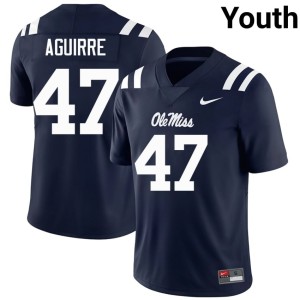 College Football Ole Miss Anthony Aguirre #47 Youth High School Navy Jersey 241869-547