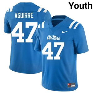 College Football Ole Mississippi Official Anthony Aguirre Youth #47 Powder Blue Jerseys 147082-630