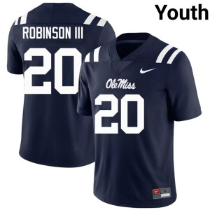 College Football Anthony Robinson III Game Ole Miss Rebels Youth Navy #20 Jersey 715984-756