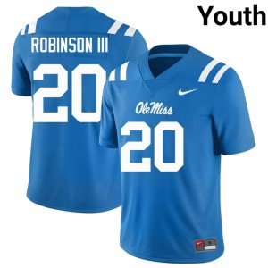 College Football Anthony Robinson III Powder Blue #20 Youth Stitched Ole Miss Rebels Jersey 272673-977