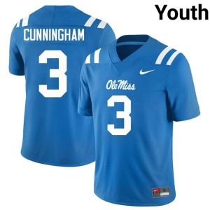 College Football Replica Youth Powder Blue Ole Miss #3 Caleb Cunningham Jersey 237611-315