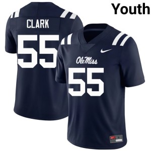 College Football Rebels Navy #55 Limited Youth Cam Clark Jerseys 880177-782