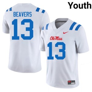 College Football Ole Miss Cedrick Beavers White Alumni Youth #13 Jersey 911292-448