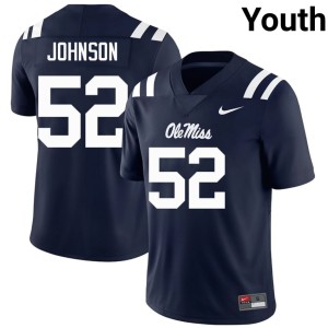 College Football #52 Youth Mississippi Cooper Johnson Replica Navy Jersey 452385-435