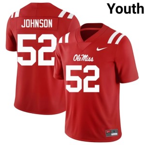 College Football Red Forward Rebels Official Youth Cooper Johnson #52 Jerseys 645791-722