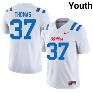 College Football Youth White Rebels Cortez Thomas #37 2025 Jerseys 892870-705