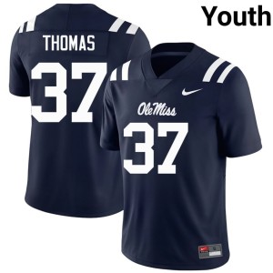 College Football Navy #37 University Ole Miss Youth Cortez Thomas Jersey 716047-183