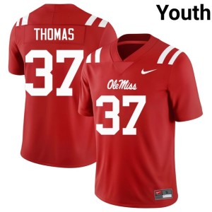 College Football Youth High School Miss Rebels Red Cortez Thomas #37 Jerseys 743358-621