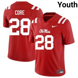 College Football Dante Core Red #28 Ole Miss Rebels Youth Official Jersey 670788-792