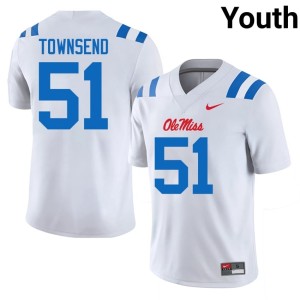College Football #51 White Youth Player Delano Townsend Rebels Jerseys 682781-455