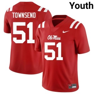 College Football #51 Red Ole Miss Rebels Player Delano Townsend Youth Jersey 114311-615