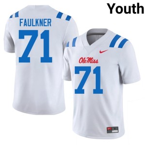 College Football Youth White Official #71 Emanuel Faulkner Ole Mississippi Rebels Jerseys 581432-364