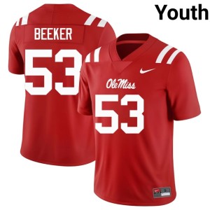 College Football Ford Beeker Red Limited Mississippi Youth #53 Jerseys 259712-145