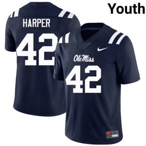 College Football Forward Rebels Player Navy #42 Youth Jack Harper Jerseys 779993-241