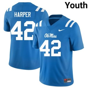 College Football Jack Harper Youth 2025-26 Ole Miss #42 Powder Blue Jersey 604122-974