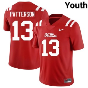 College Football Embroidery Miss Rebels Youth Red #13 Jack Patterson Jersey 921275-206