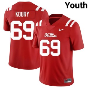College Football Ole Miss Rebels Youth Player Red #69 Joe Koury Jerseys 837013-146