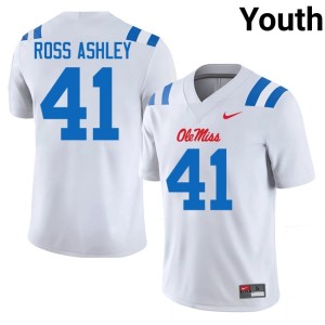 College Football NCAA #41 UM Rebels White Youth John Ross Ashley Jersey 518083-620