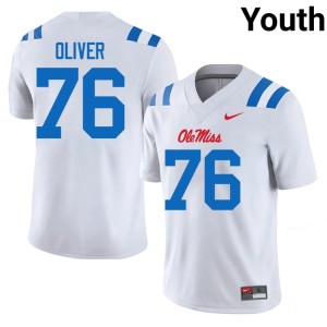 College Football Stitched Youth John Wayne Oliver Miss Rebels White #76 Jerseys 564570-634