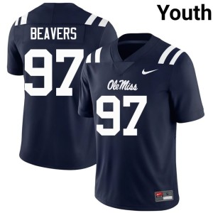 College Football Kamron Beavers NCAA Navy #97 Youth Ole Miss Jerseys 152693-728