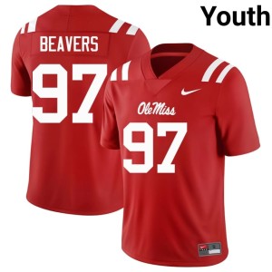 College Football Kamron Beavers #97 Red Youth Game Miss Rebels Jerseys 804275-306
