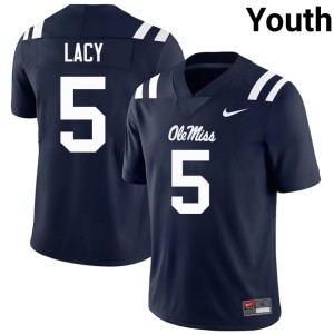 College Football #5 Youth Navy High School Kewan Lacy Ole Miss Jerseys 364106-207