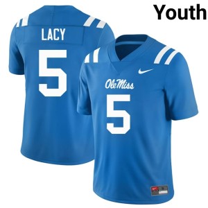 College Football #5 Powder Blue Kewan Lacy Youth Mississippi Game Jerseys 988347-599