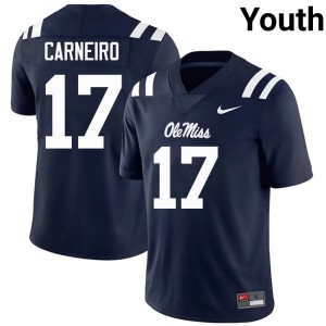 College Football #17 Rebels Player Youth Navy Lucas Carneiro Jerseys 478313-824