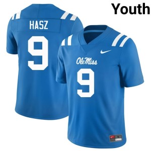 College Football Powder Blue University of Mississippi High School Youth #9 Luke Hasz Jersey 964810-655