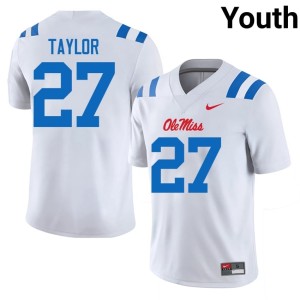 College Football White Alumni Macaleb Taylor #27 Ole Miss Youth Jerseys 718743-864