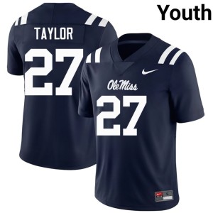 College Football Limited Navy Youth Macaleb Taylor #27 University of Mississippi Jersey 209778-871