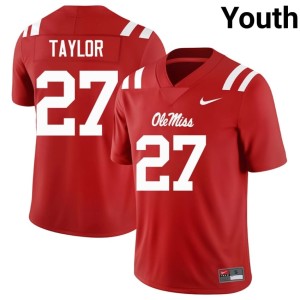 College Football Red University Macaleb Taylor Rebels #27 Youth Jerseys 247633-617
