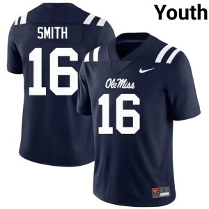 College Football Mississippi Rebels NCAA Navy Maealiuaki Smith Youth #16 Jerseys 117227-630