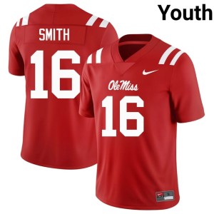 College Football Embroidery Maealiuaki Smith Youth UM Rebels #16 Red Jersey 582498-742