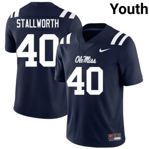 College Football Navy UM Rebels Youth #40 Micah Stallworth Game Jersey 457038-528