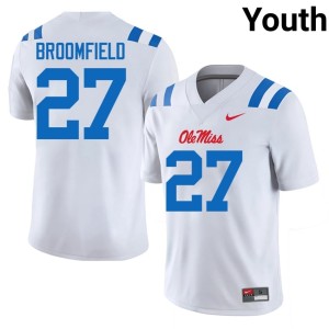 College Football Youth White Pat Broomfield #27 2025 Mississippi Jersey 483471-101