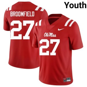 College Football Youth Pat Broomfield Ole Mississippi Red #27 Limited Jersey 101162-975