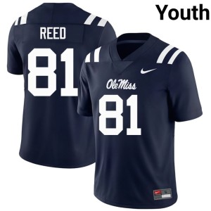 College Football #81 Samari Reed Ole Miss Rebels Navy Official Youth Jerseys 318462-498