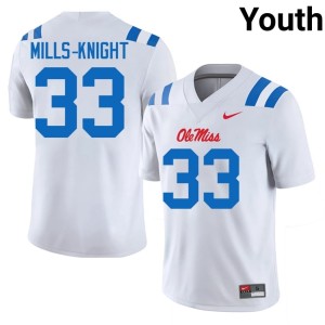 College Football Youth University #33 Ole Miss Shekai Mills-Knight White Jerseys 397574-934